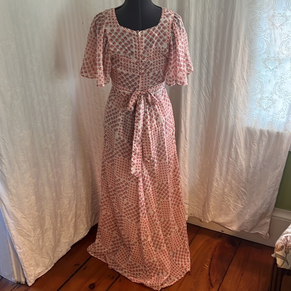 vintage 70s English label David Silverman flutter sleeve maxi - Picture 4 of 6